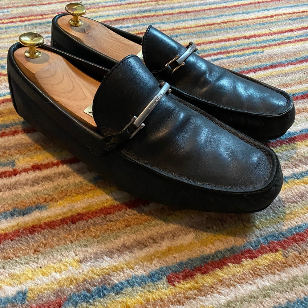 MENS HUGO BOSS BLACK LOAFERS, 8.5